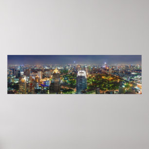 Póster Skyline de Banguecoque Tailândia no panorama da