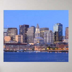Poster Skyline de Boston do centro de Boston interna