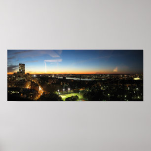 Póster Skyline de Boston no por do sol