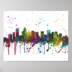 POSTER SKYLINE DE CHARLOTTE, NORTH CAROLINA