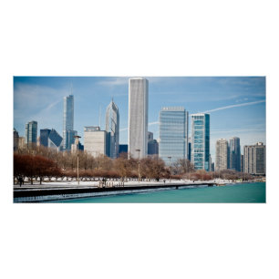 Póster Skyline de Chicago através do Lago Michigan