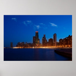 Póster Skyline de Chicago da praia norte da avenida