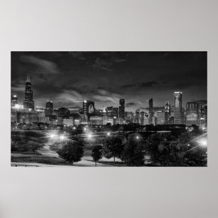 Póster Skyline de Chicago em canvas