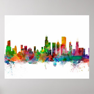 Póster Skyline de Chicago Illinois
