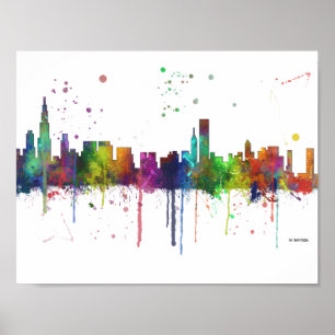 PÓSTER SKYLINE DE CHICAGO, ILLINOIS