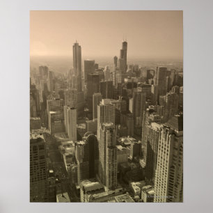 Póster Skyline de Chicago, John Hancock Skydeck Center
