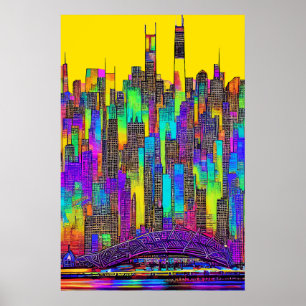 Poster Skyline de Chicago Maximalista