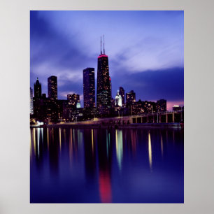 Poster Skyline de Chicago no crepúsculo