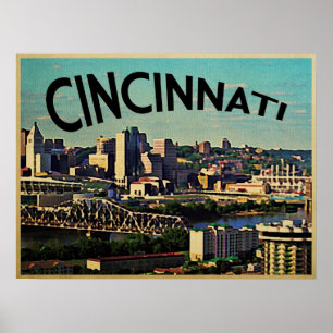 Poster Skyline de Cincinnati do vintage