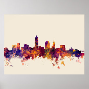 Póster Skyline de Cleveland Ohio