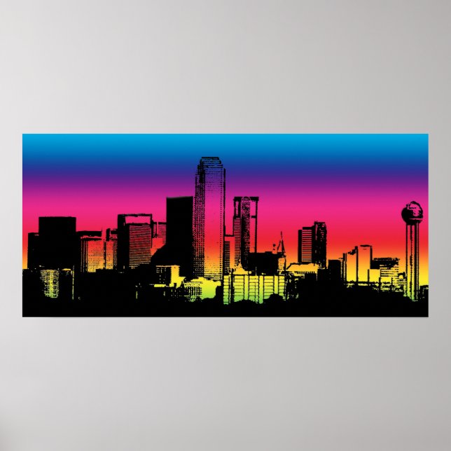 Poster Skyline de Cor Dallas (Frente)