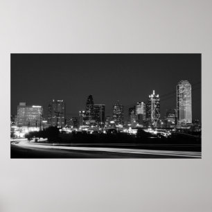 Póster skyline de Dallas na noite