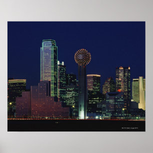 Poster Skyline de Dallas na noite