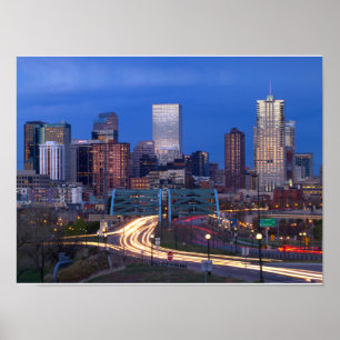 Poster Skyline de Denver na noite