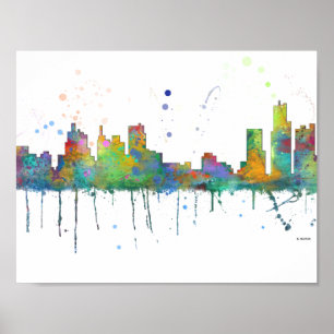 PÓSTER SKYLINE DE DETROIT, MICHIGAN