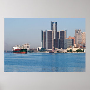 Póster Skyline de Detroit River