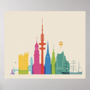 Poster Skyline de Hamburgo Alemanha
