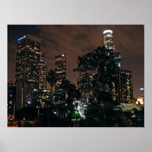 Poster Skyline de Los Angeles em a noite
