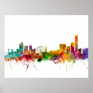 Póster Skyline de Manchester Inglaterra
