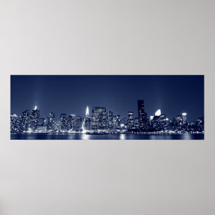 Póster Skyline de Manhattan e as torres das luzes