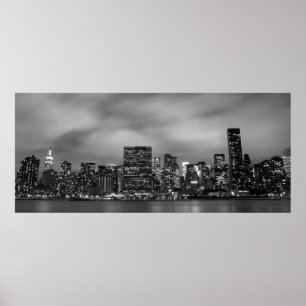 Póster Skyline de Manhattan na noite