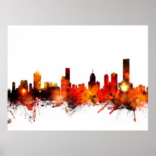 Póster Skyline de Melbourne Austrália