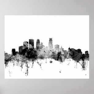 Póster Skyline de Minneapolis Minnesota