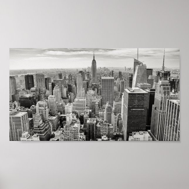 Póster Skyline de Nova York, preto e branco (Frente)
