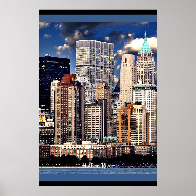 Poster Skyline de Nova York, veleiro no rio Hudson (Frente)