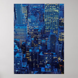 Póster Skyline de NYC, opinião de ângulo alto no