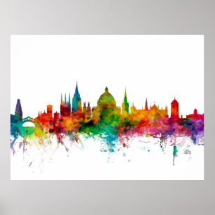 Póster Skyline de Oxford Inglaterra