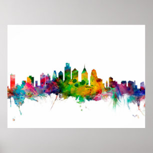 Póster Skyline de Philadelphfia Pensilvânia
