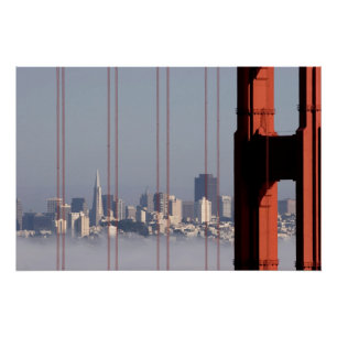 Póster Skyline de San Francisco da ponte do Golden Gate