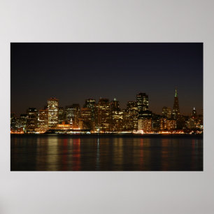 Póster Skyline de San Francisco na noite