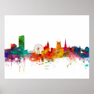 Poster Skyline de Sheffield Inglaterra