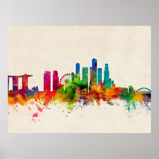 Póster Skyline de Singapura (Frente)