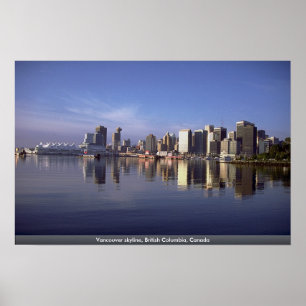 Póster Skyline de Vancôver, Columbia Britânica, Canadá
