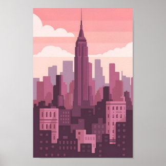 Poster Skyline de vetor de Nova Iorque 4 K minimalista