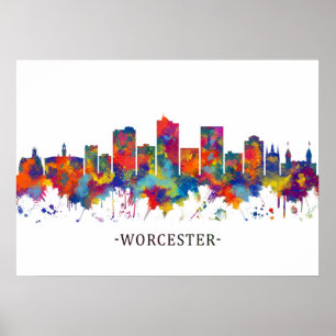 Poster Skyline do Worcester Massachusetts