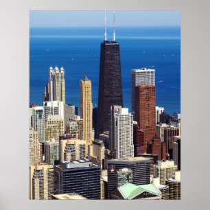 Póster Skyline e marcos de Chicago