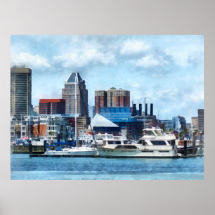 Póster Skyline e porto de Baltimore