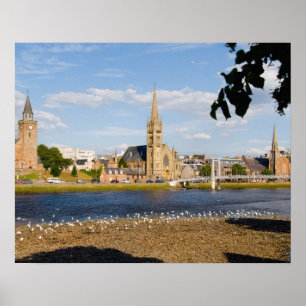 Poster Skyline e rio da cidade de Inverness
