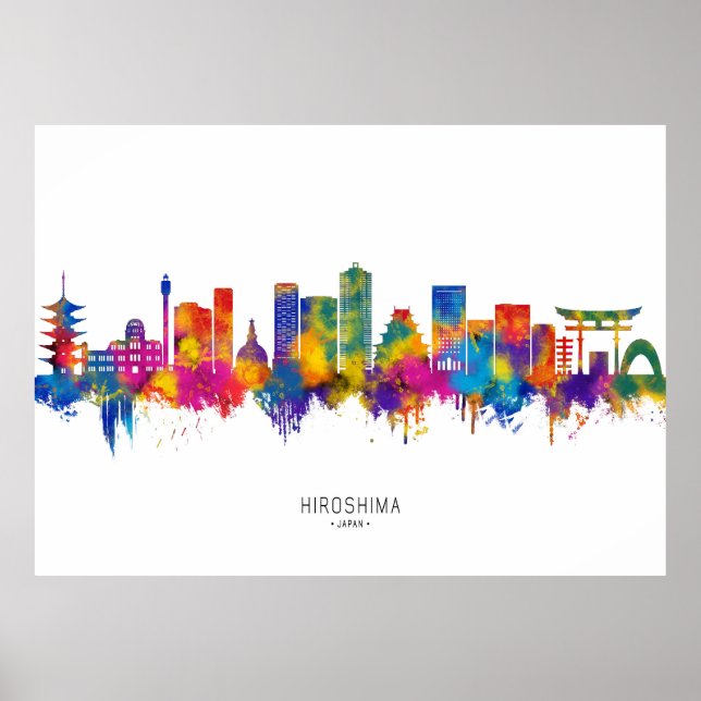 Poster Skyline Hiroshima Japão (Frente)