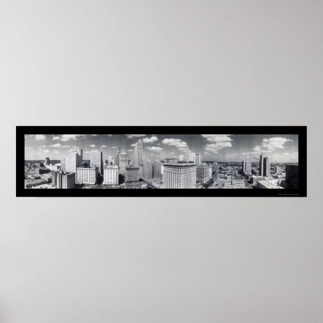 Póster Skyline Houston TX Foto 1949 (Frente)