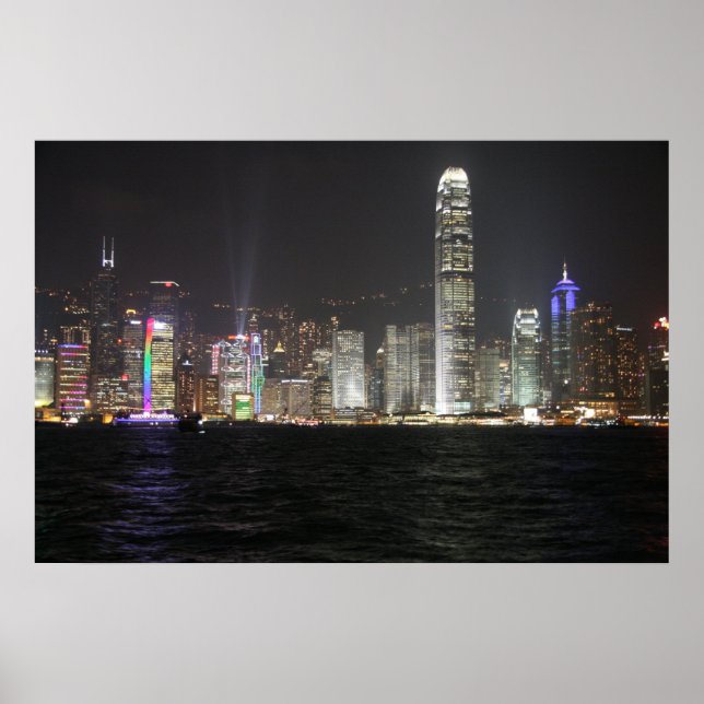Póster Skyline Noite de Hong Kong (Frente)