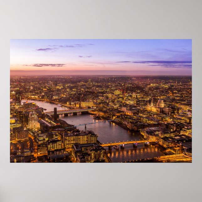 Póster Skyline noturno de Londres (Frente)
