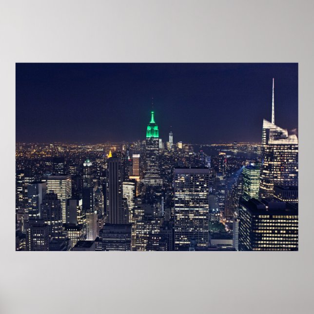 Poster Skyline noturno de Nova Iorque (Frente)
