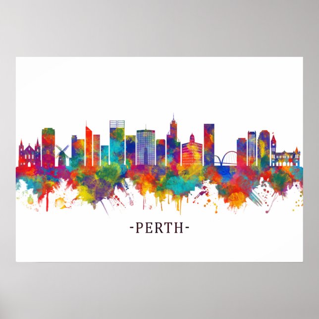 Poster Skyline Perth Austrália (Frente)