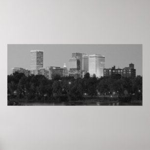 Póster Skyline preta & branca de Tulsa
