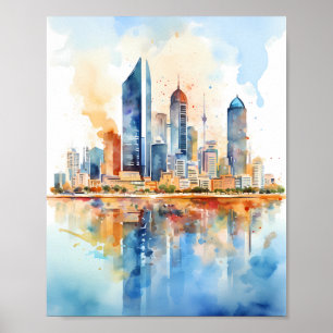 Poster Skyline Wall Art de Dubai, Arte de Muro Moderna
